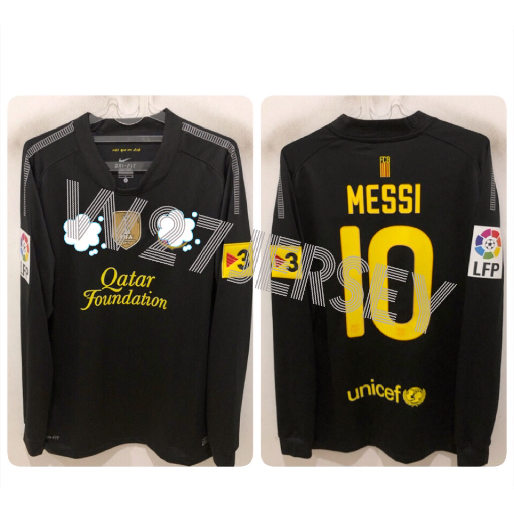 JERSEY RETRO - BARCELONA AWAY LONGSLEEVE 2011-2012 name player Messi + Patch Laliga, WCC 2011 Winner