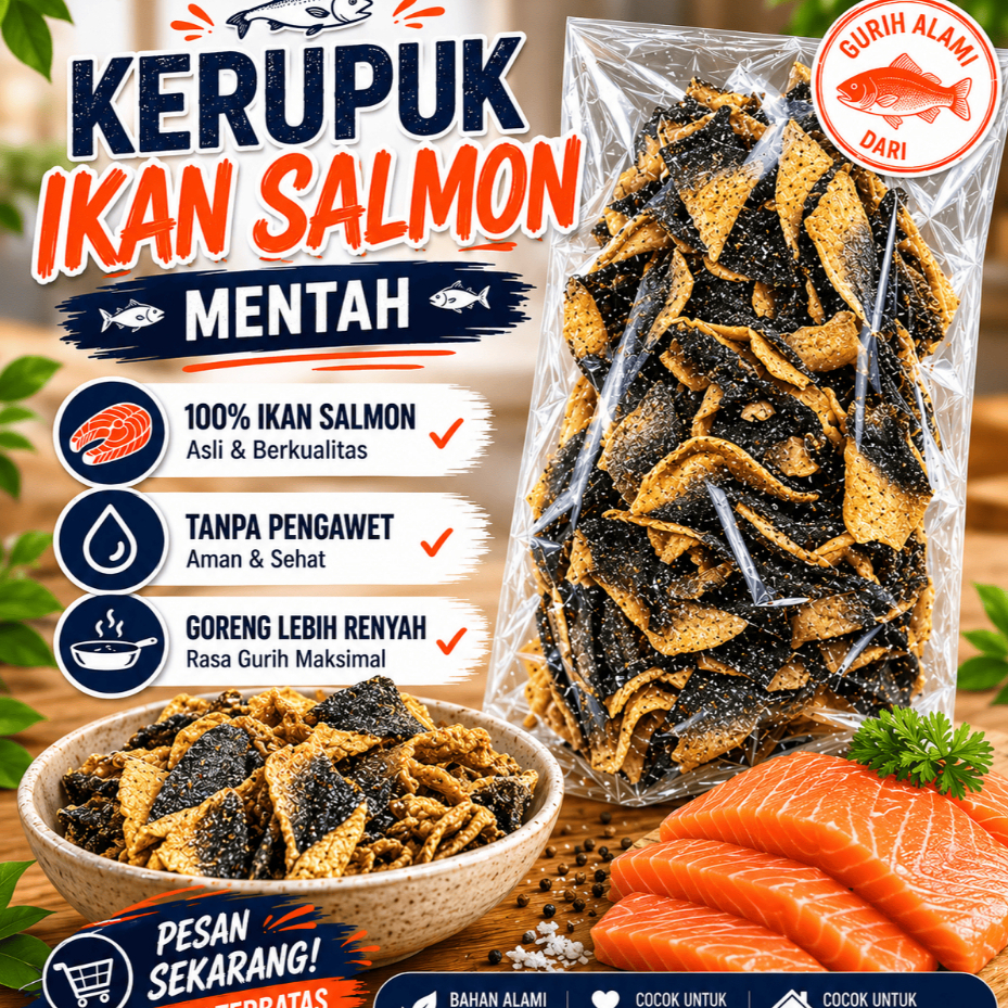 Kerupuk Kulit Ikan Salmon Lokal Mentah 1KG