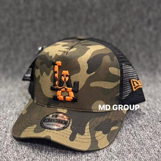 Topi Baseball New Era Trendy Material Distro Caps LA camo Orange Loreng Kekinian Pria Dan Wanita Bis