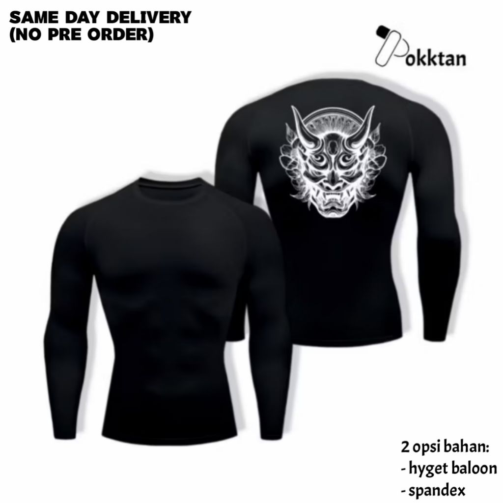 Kaos Olahraga Compression Shirt Lengan Panjang Devil Oni / Kaos Pria Devil Oni / Kaos Olahraga Compr
