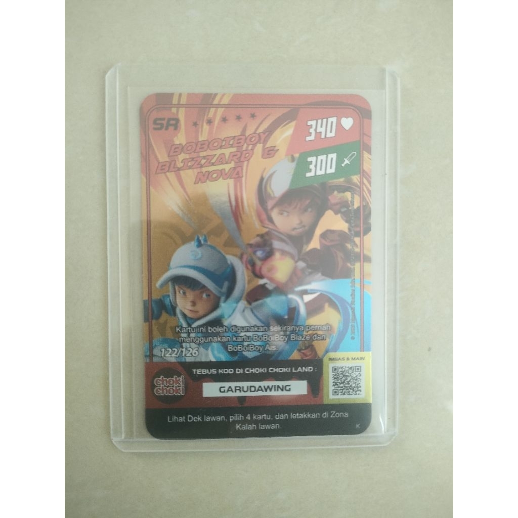 Kartu Choki Choki boboiboy Nova dan Blizzard SR/ Monsta Galaxy Card