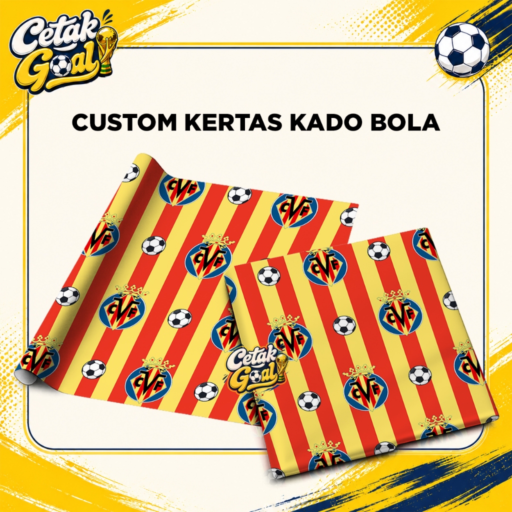 Kertas Kado Custom Hadiah Cowok Bola Club Liga Spanyol - Villareal