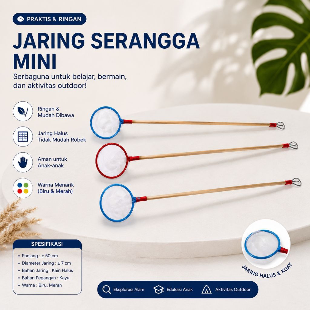 [GROSIR]Paket Murah 100 Pcs Serokan Ikan Hias Jaring Lembut Premium - Saringan Guppy Gagang Kayu Rin
