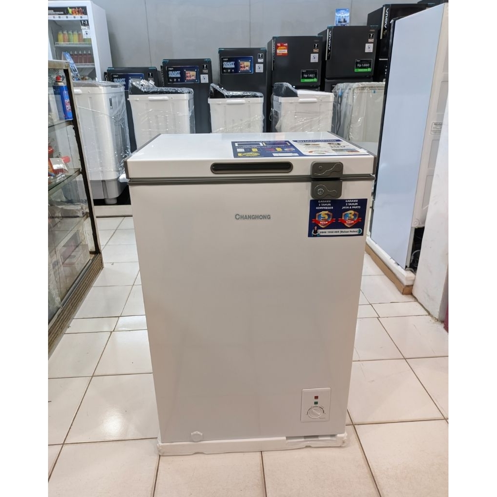 CHANGHONG FCF 136 DW FREEZER BOX 100 LITER BERGARANSI RESMI BISA JADI KULKAS DAN FREEZER CHANGHONG 1