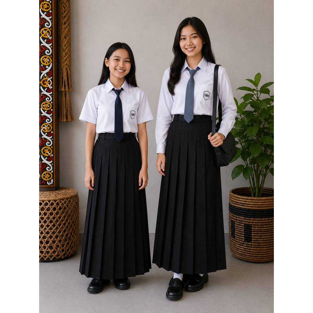 ROK PANJANG HITAM / SERAGAM SEKOLAH ROK PANJANG HITAM SMP / SMA / SMK DRILL