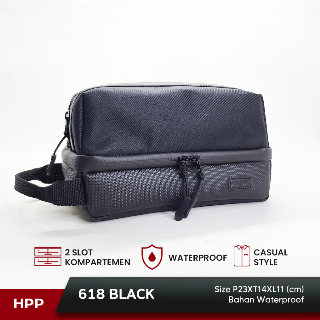 TAS TRAVEL POUCH ORGANIZER PRIA HUSH PUPPIES 618 WATERPROOF 2 SLOT KOMPARTEMEN