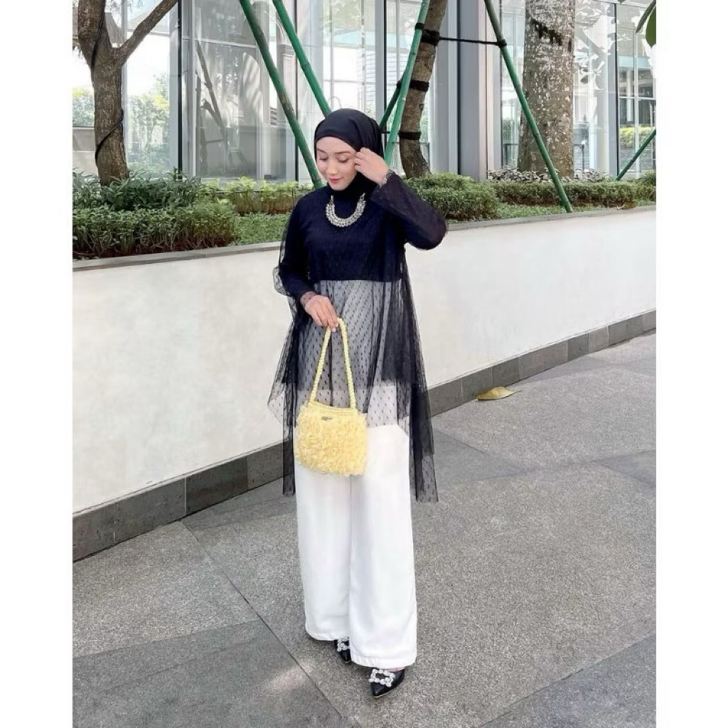 preloved outer kondangan+celana kulot putih satu set(BACA DESKRIPSI)