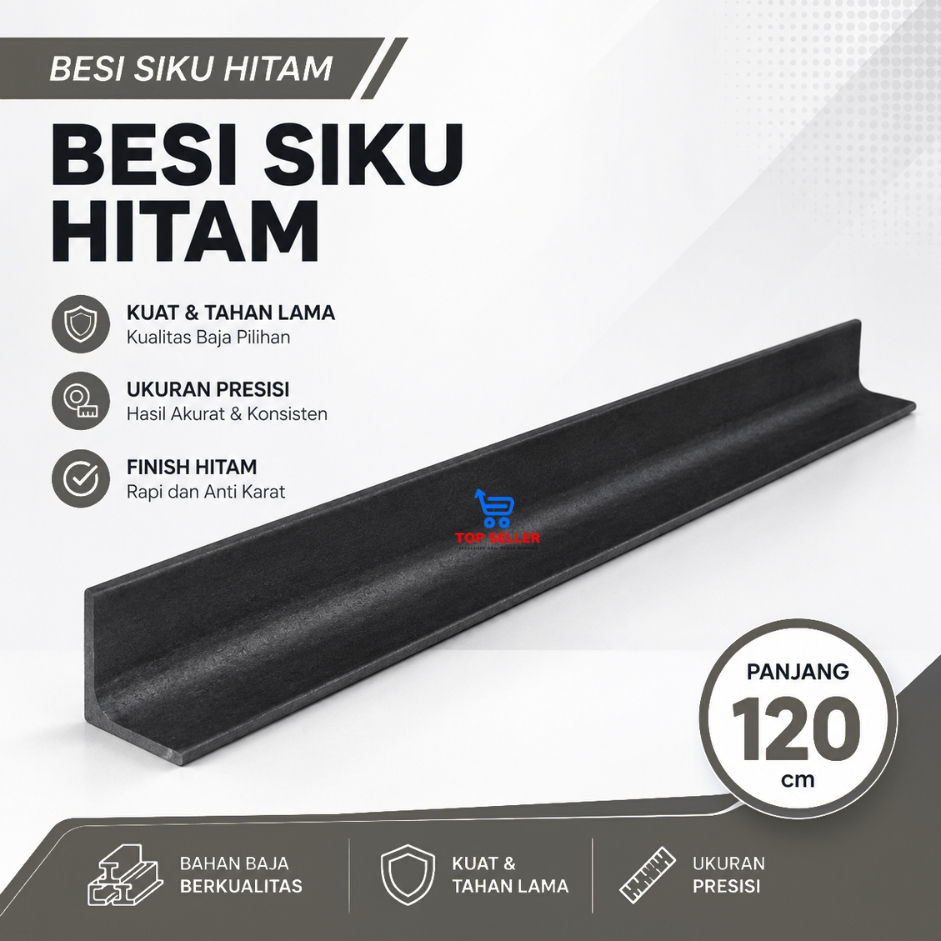 Besi Siku Hitam Besi Hollow Galvanis Baja Panjang 120cm 3x3cm 4x4cm | Kualitas Terbaik, Termurah | K