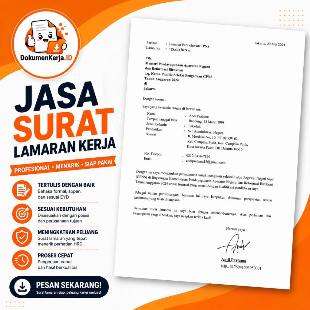 Jasa Penulisan Surat Lamaran Kerja Terbaik 2026 (Format Resmi & Menarik)