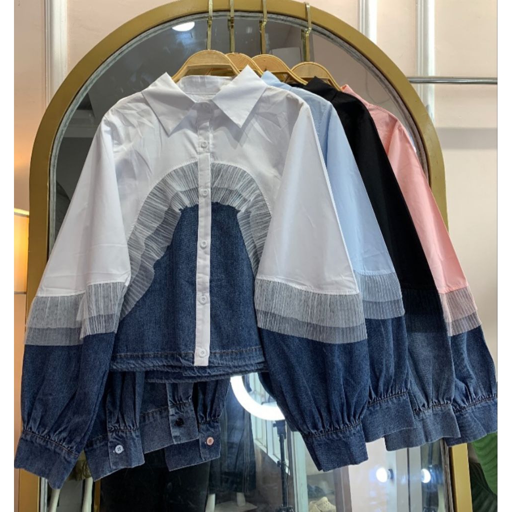 Preloved Baju Blouse wanita Import White denim