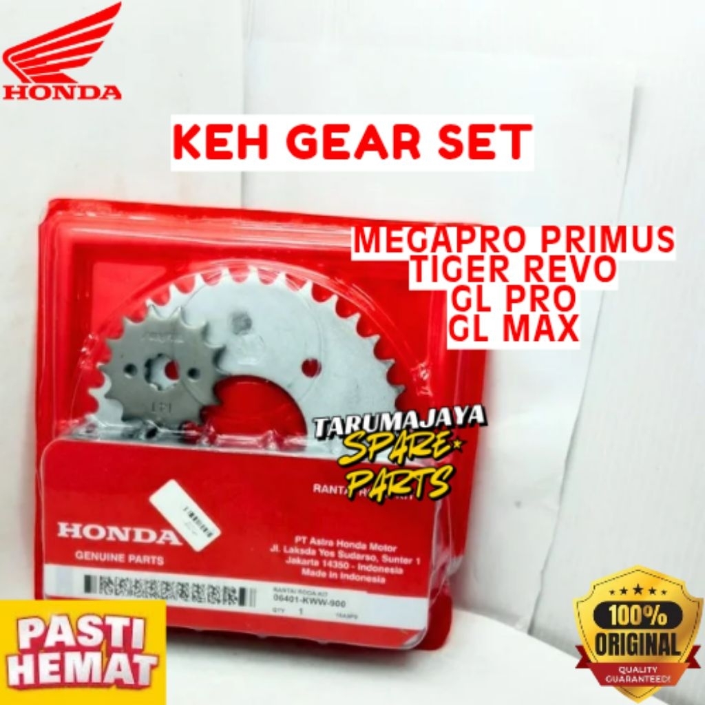 GEAR SET ORIGINAL HONDA KODE KEH, GEAR SET MEGAPRO PRIMUS, GEAR SET TIGER REVO, GEAR SET GL PRO, GEA