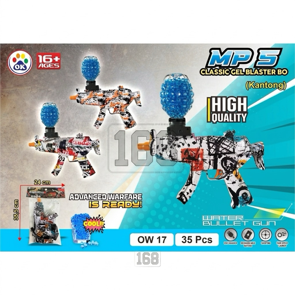 107/168 COD Mainan Pistol jelly gell anak eletrik KEMASAN PLASTIK OW17 MP5 /OW19 M416 ScarL