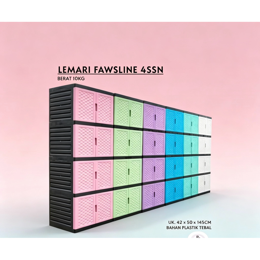 LEMARI PLASTIK FAWSLINE 4 SUSUN / LEMARI PAKAIAN PLASTIK 4 SUSUN / LEMARI MINIMALIS FAWSLINE
