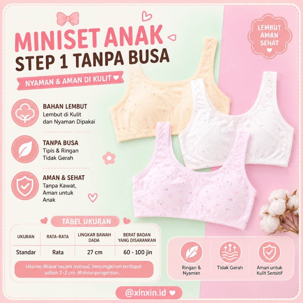 MINISET STEP 1 PREMIUM SD SMP MINISET BH BRA ANAK REMAJA PEREMPUAN TALI TEBAL DENGAN BUSA TIPIS MS13