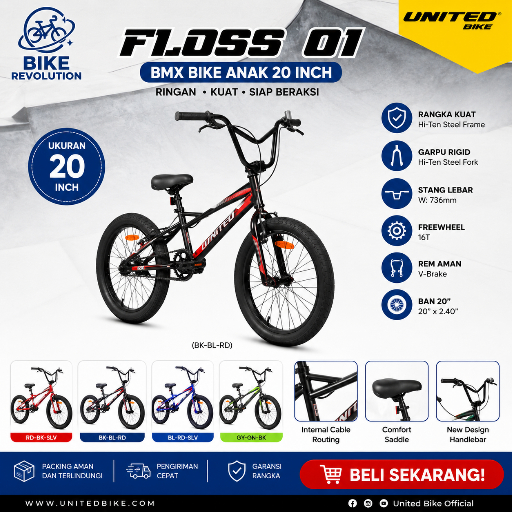 Sepeda BMX Anak 20 Inch United Floss 01 Original
