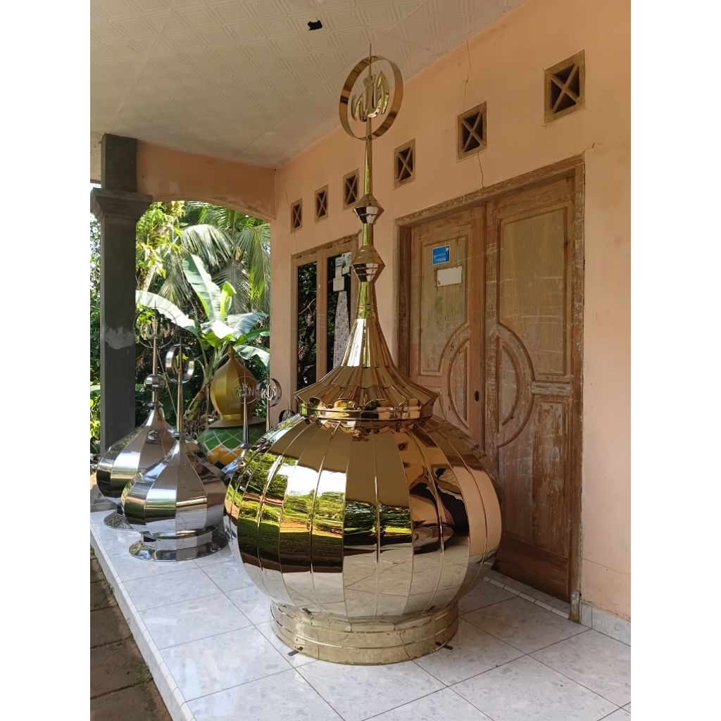 Kubah Stainless Gold Ukuran Diameter 125 cm, Kubah Stainless Gold Ukuran 125cm