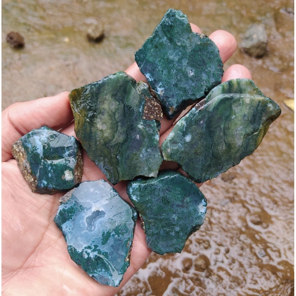bahan lempengan batu akik ijo lumut cristal borongan hemat siap di olah