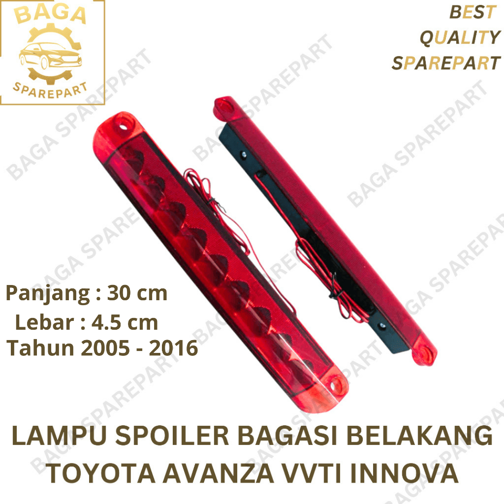 LAMPU SPOILER BAGASI AVANZA VVTI INNOVA TAHUN 2005 - 2016 MERAH