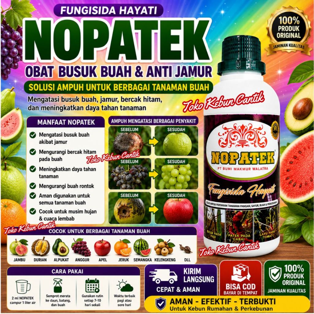 NOPATEK Terlaris Obat Busuk Buah Durian Alpukat Jeruk Anggur Fungisida Cair