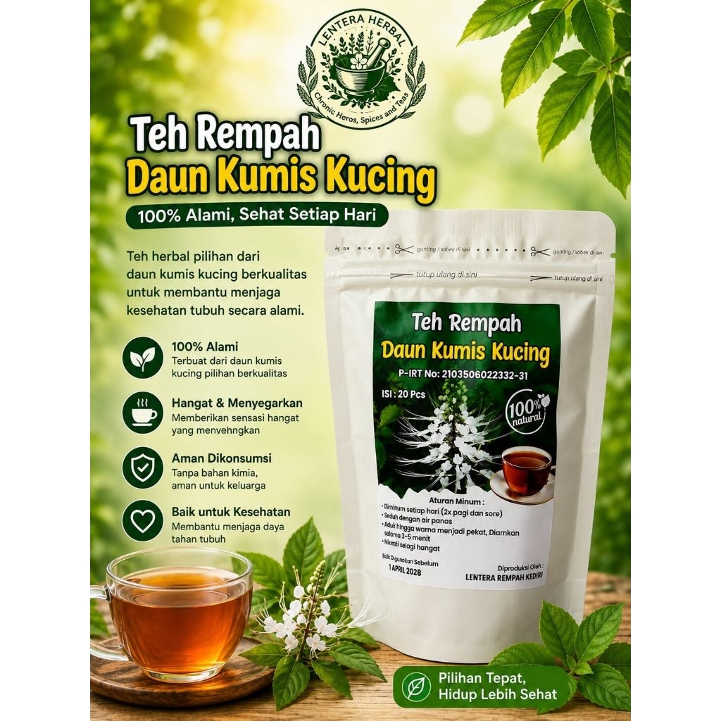 teh herbal daun kumis kucing 100% original