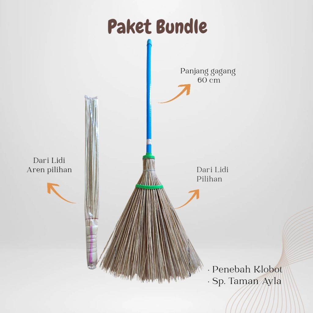 [COD] Paket Hemat Sapu Taman Murah gagang panjang dan Penebah Kasur dari Lidi Aren/Nipah