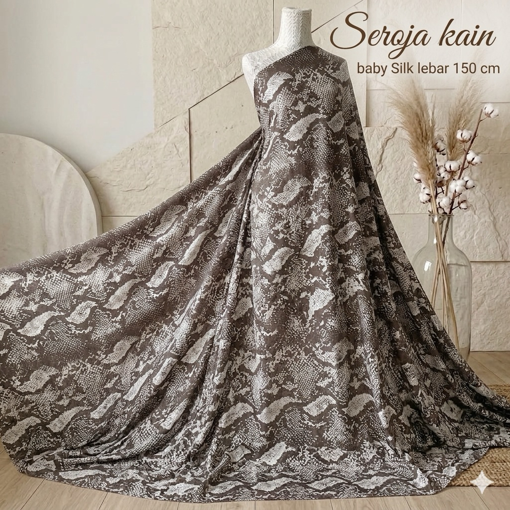Kain Satin Silk Motif Ular - Lebar Kain 150cm Kyt