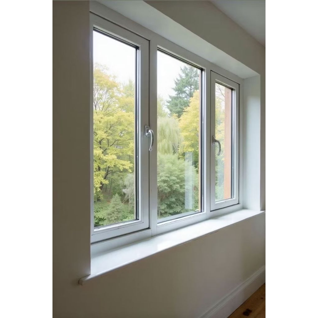 jendela aluminium 3 daun 4inch 2 aktif tengah kaca mati
