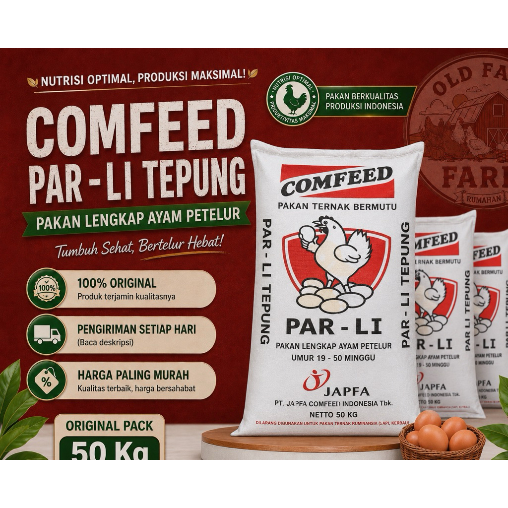 1 SAK 50 KG COMFEED PAR L1 Tepung - Pakan Lengkap Ayam Petelur Umur 19–50 Minggu | Old Farm