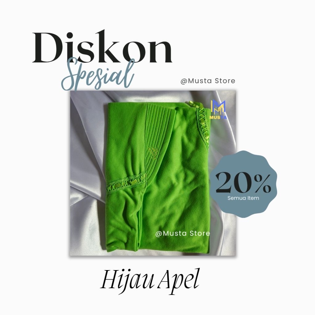Hijab Sekolah / Kerudung Sekolah Warna Hijau Apel - Serut Pita Samping TK SD SMP SMA
