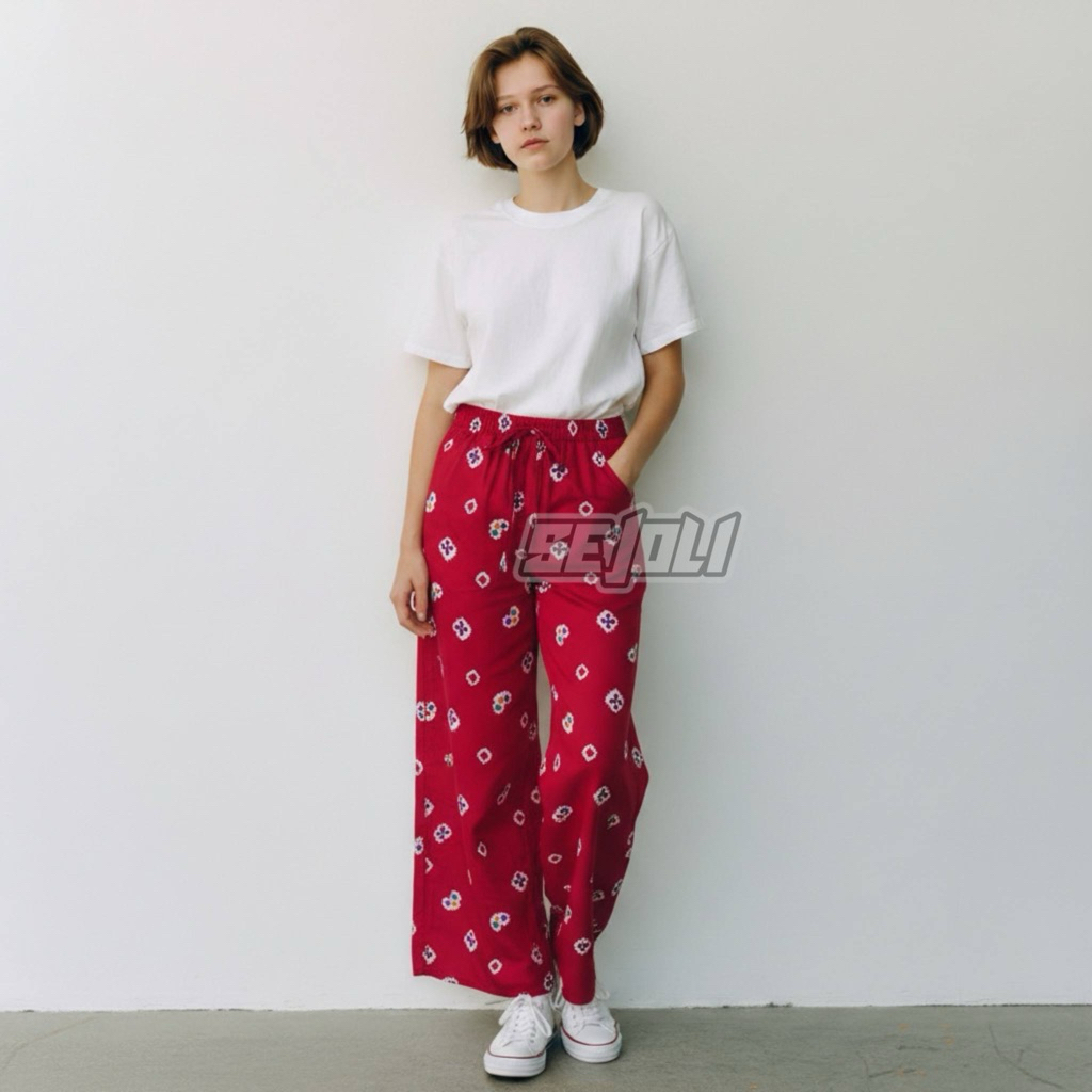 JUMBO KULOT BATIK WARNA MERAH PUTIH OUTFIT KEMERDEKAAN CELANA KULOT PALAZZO