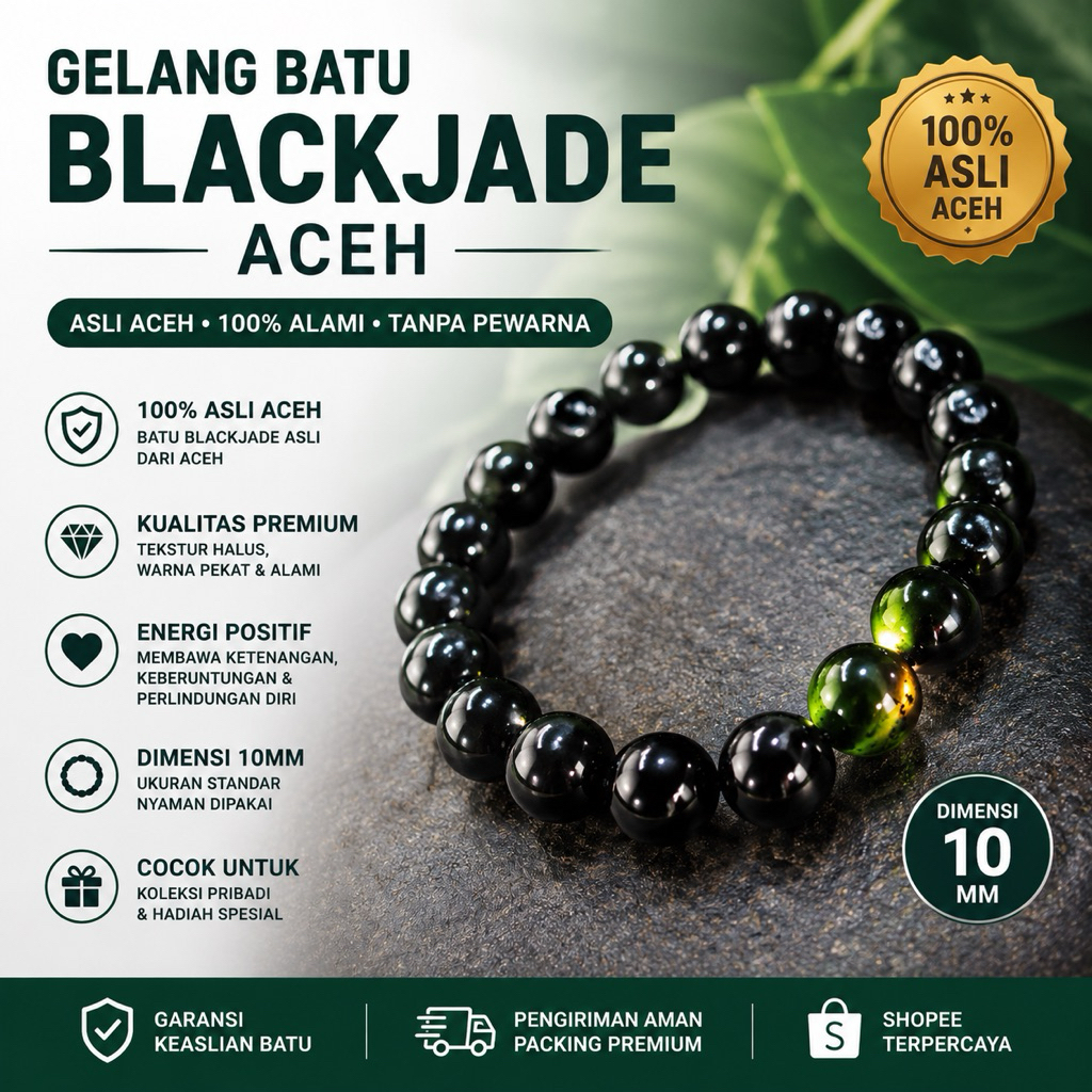 GELANG TASBIH BLACK JADE ACEH ORIGINAL