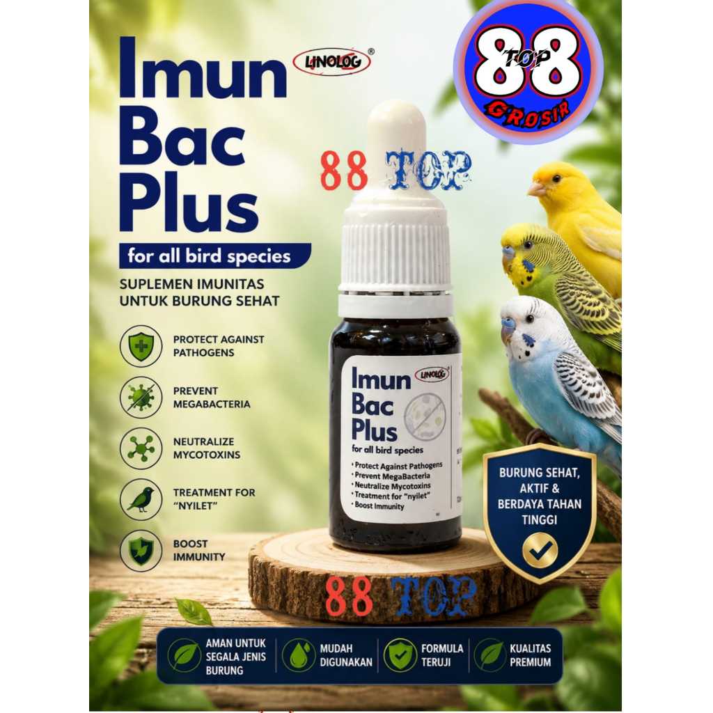 88TOP Obat Burung Nyilet Kurus Imunbac Plus 10 Ml Ampuh Obat Kutu Cacing Burung Lovebird Parrot Mura