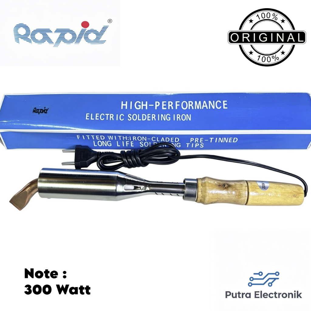 SOLDER LISTRIK 300 WATT GAGANG KAYU RAPID ORIGINAL ASLI