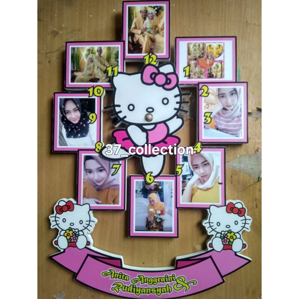 HELLO KITTY JAM DINDING KARAKTER HIASAN DINDING CUSTOM HAND MADE UKIRAN KAYU WALL DECOR PRE ORDER