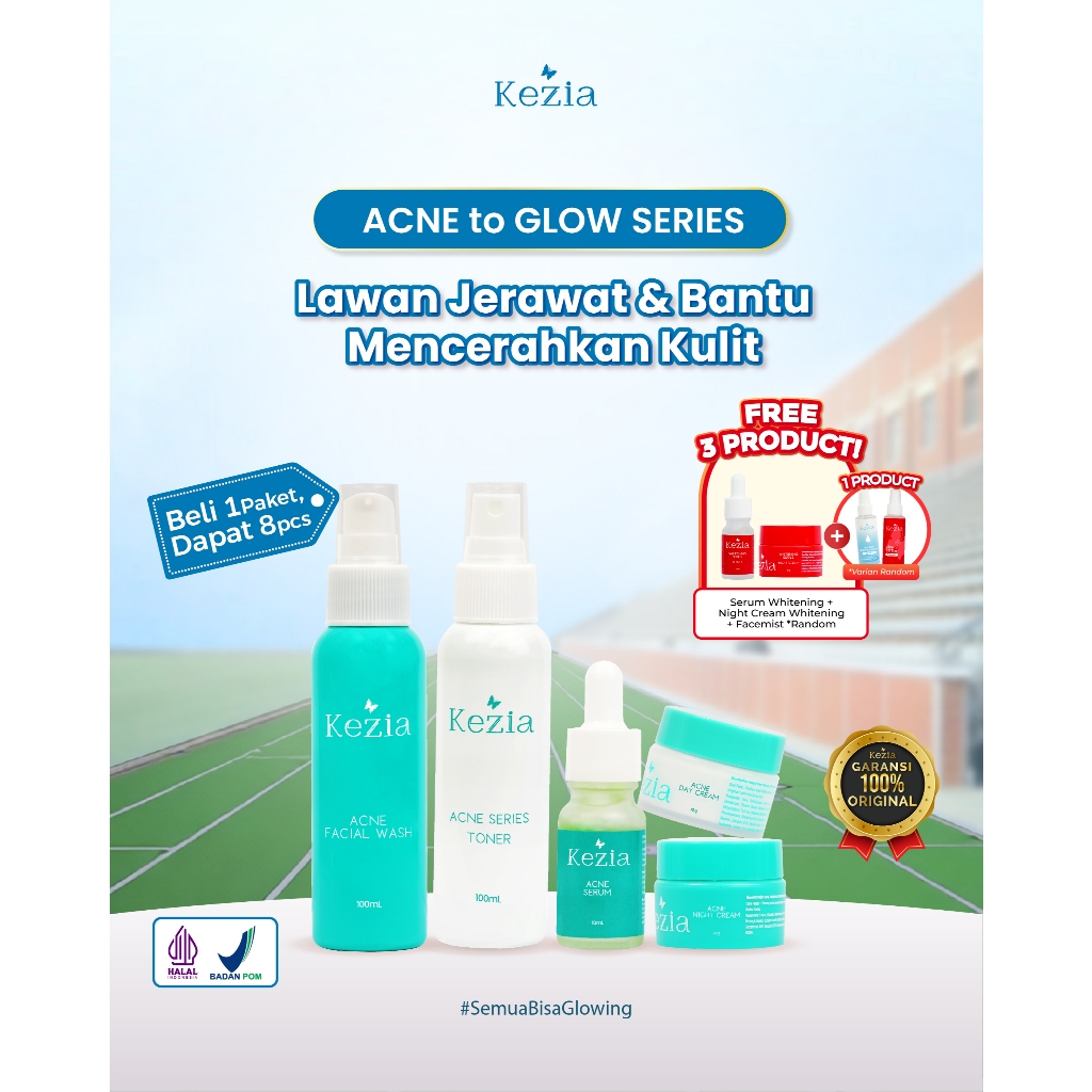 (PROMO) KEZIA Beauty - Paket ACNE TO GLOW (FREE 1 FACEMIST RANDOM+ 1 NC&SR WHITENING)
