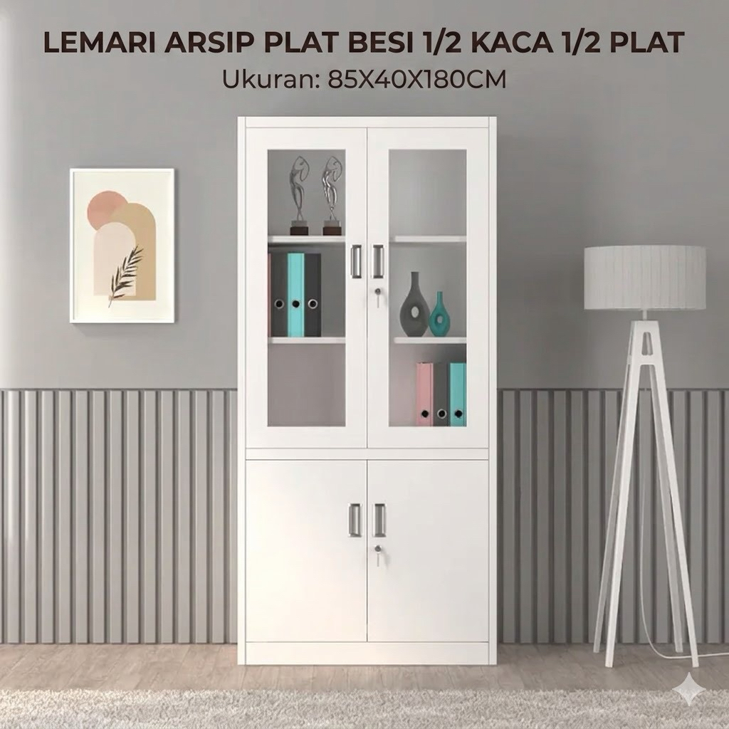 Lemari Arsip Besi Full Kaca/ Lemari Kantor/ Almari Arsip/ Lemari Hias Kaca/ Lemari Arsip Importa