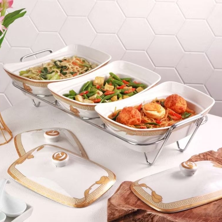 Vicenza Casserole with Rack/Prasmanan 3 Wadah 800 ml B751 motif Padi/Lily/Camelia/Magnolia/Ayana/Maw