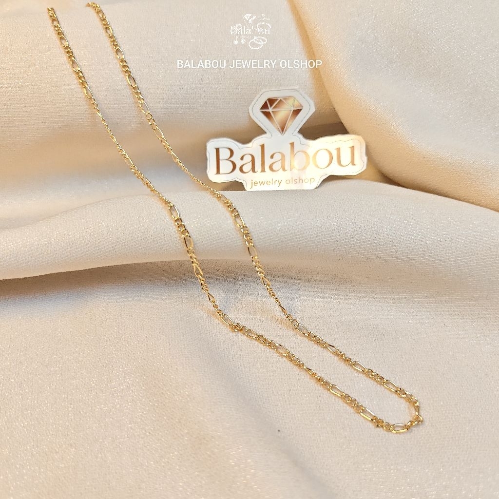 Kalung Rantai Bulat Emas Imitasi Anti Karat Model Simpel Elegan, perhiasan lapis emas tidak mudah lu
