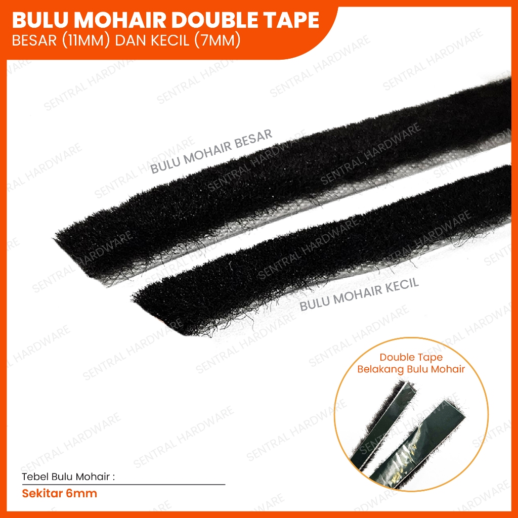 Bulu Mohair Bulu Peredam / Penutup Celah Pintu Jendela Moher Besar / Kecil Meteran (DOUBLE TAPE) Hit