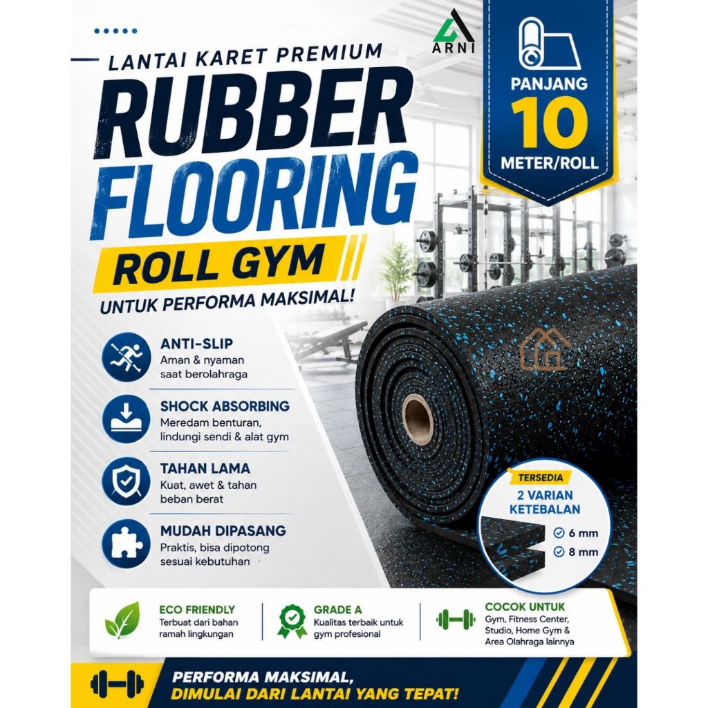 Rubber Flooring Roll Gym | Karpet Karet Gym Fitnes Fitness | Karpet Roll Anti Slip