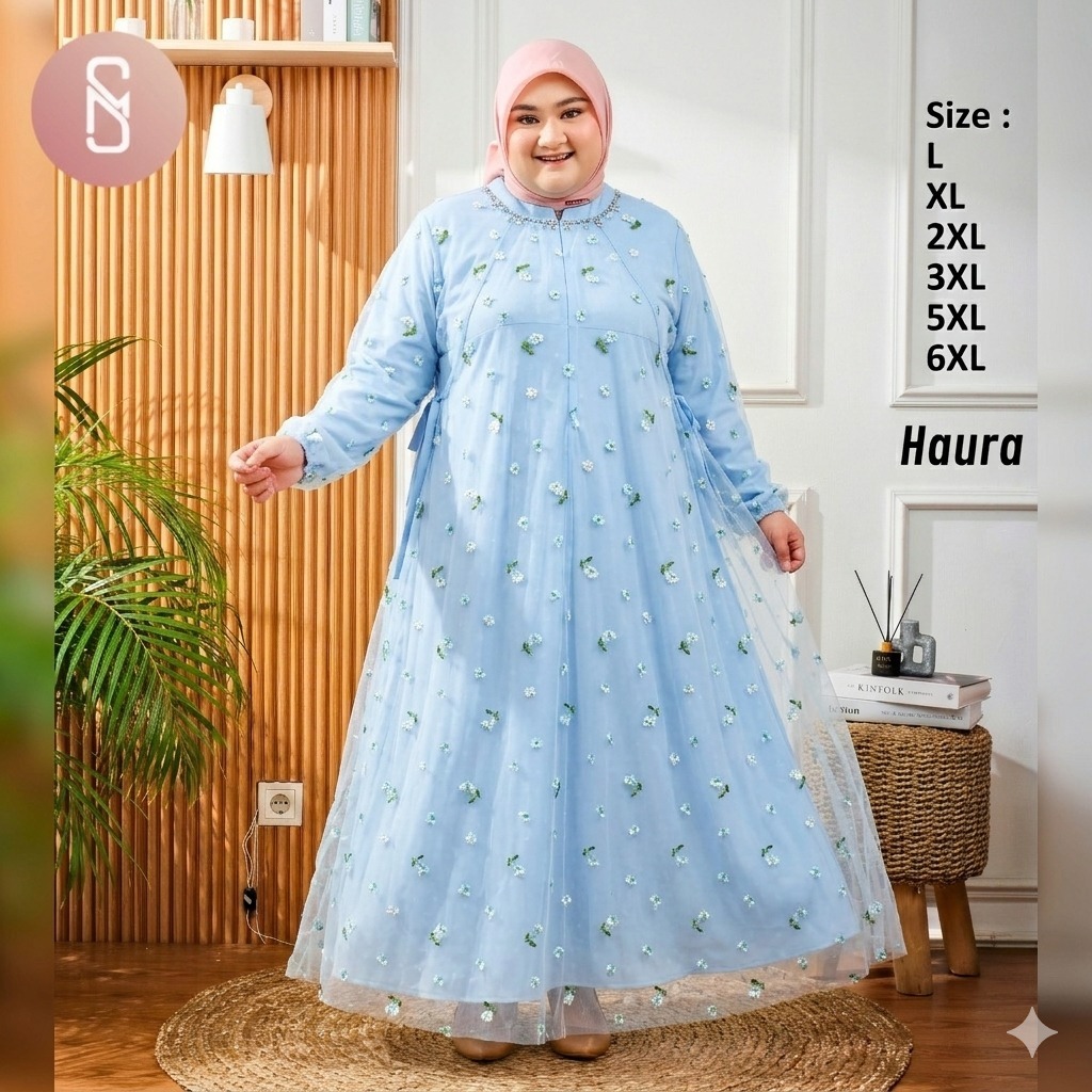 Myshawl Haura Gamis Jumbo Gamis Bigsize Gamis Brukat Kondangan Tille Motif Kasual Kondangan Wisuda K