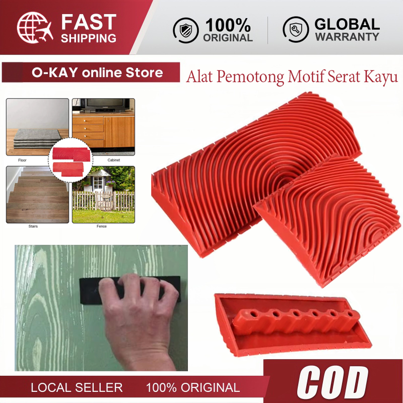Roll Cat Motif Kayu Grain Alat Pengecatan Dinding Hiasan Rumah Desain Serat Kayu