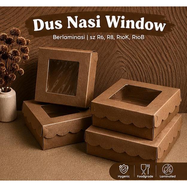 Dus Nasi Kraft Window Berlaminasi R8 R10K R10B / Dus Nasi Window 18 20 22 / Dus Nasi Hajatan Windows