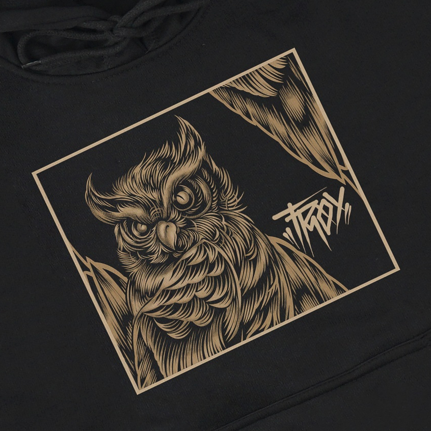 TROY COMPANY Hoodie Black Midnight Perch - Hoodie Pria Hitam KHD 2399