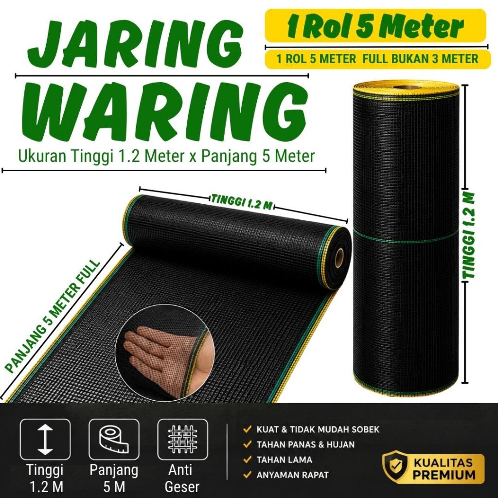 WARING JARING PAGAR TANAMAN PAGAR AYAM PANJANG 5 METER X TINGGI 1,2 METER JARING WARING ANYAMAN RAPI