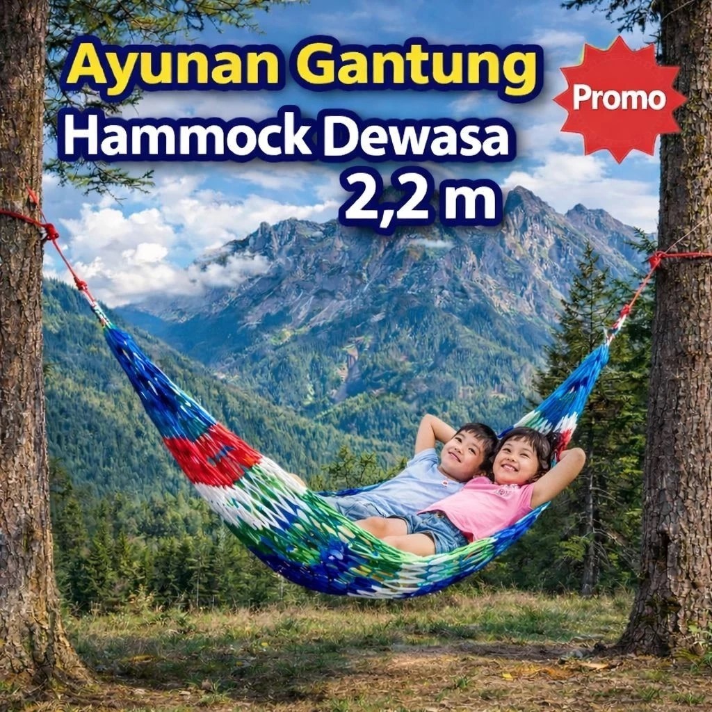 AYUNAN GANTUNG TALI RAJUT HAMMOCK NYLON RAJUT TALI SUPER KUAT AYUNAN POHON ANAK REMAJA DEWASA