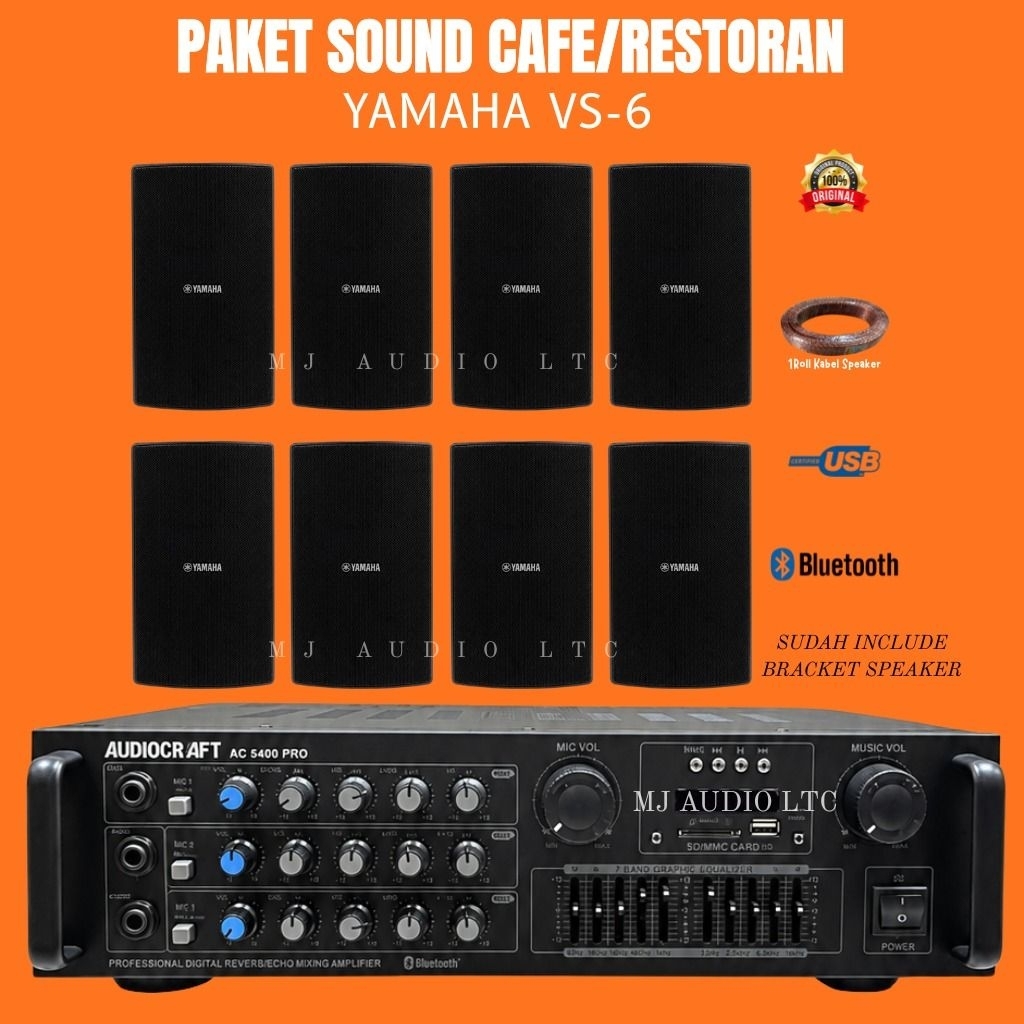 Paket Speaker YAMAHA VS-6 8 Titik - Amplifier AC-5400 PRO Bluetooth