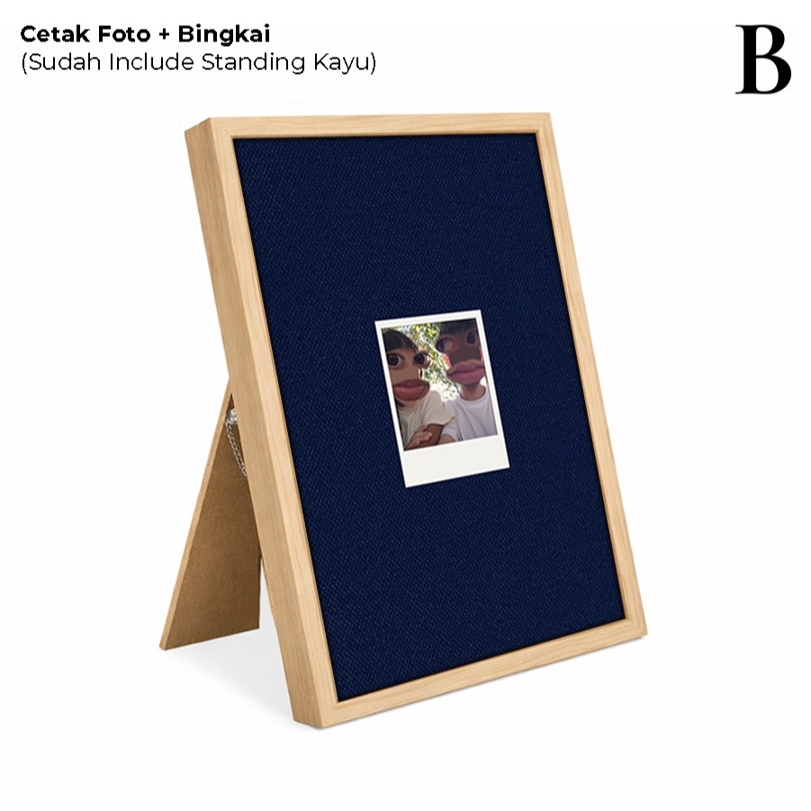 Bingkaimu Cetak Foto + Bingkai Standing Kayu Custom Foto Aesthetic Premium