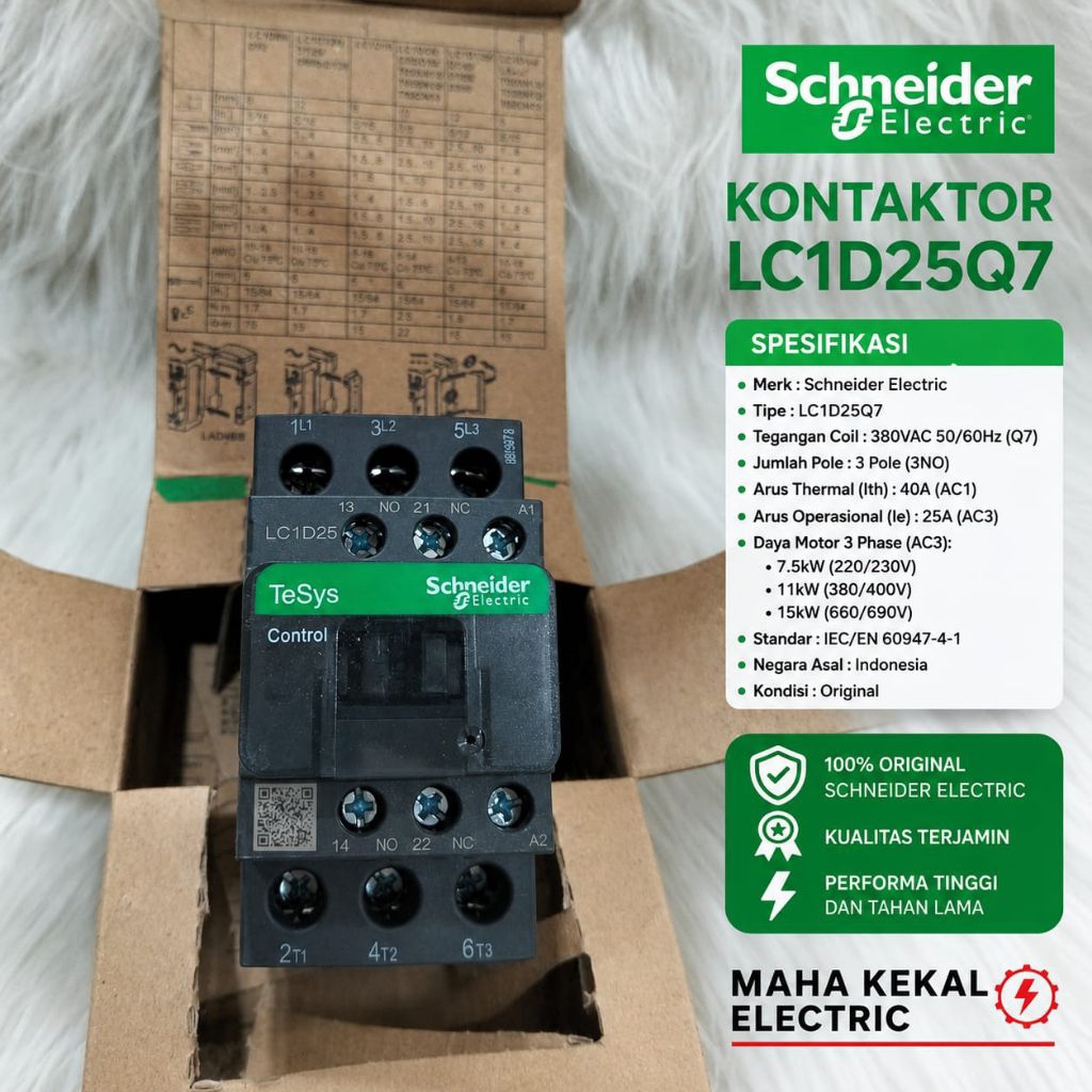 contactor schneider 25a  lc1d25q7 380vac 3phase kontaktor Schneider lc1d25 contactor schneider konta