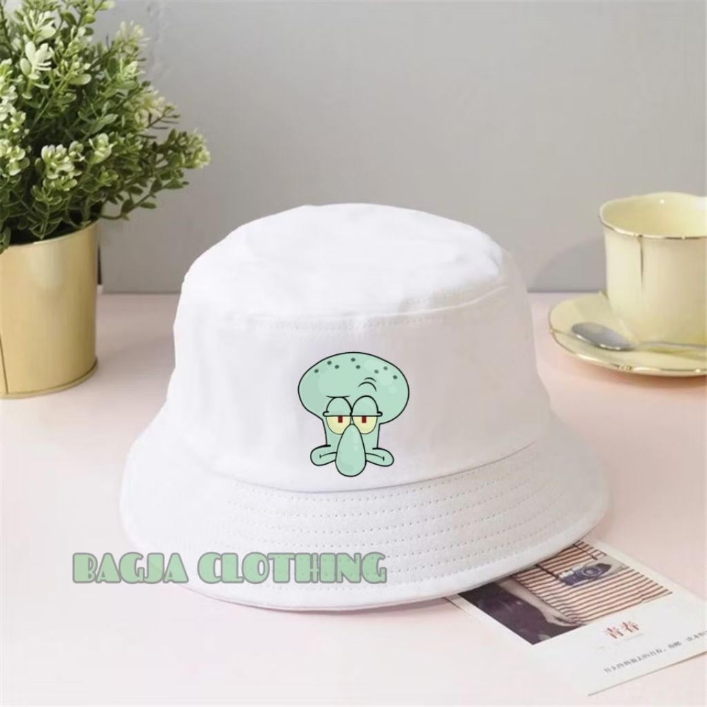 Topi Bucket hat anak laki perempuan spongebob squidward
